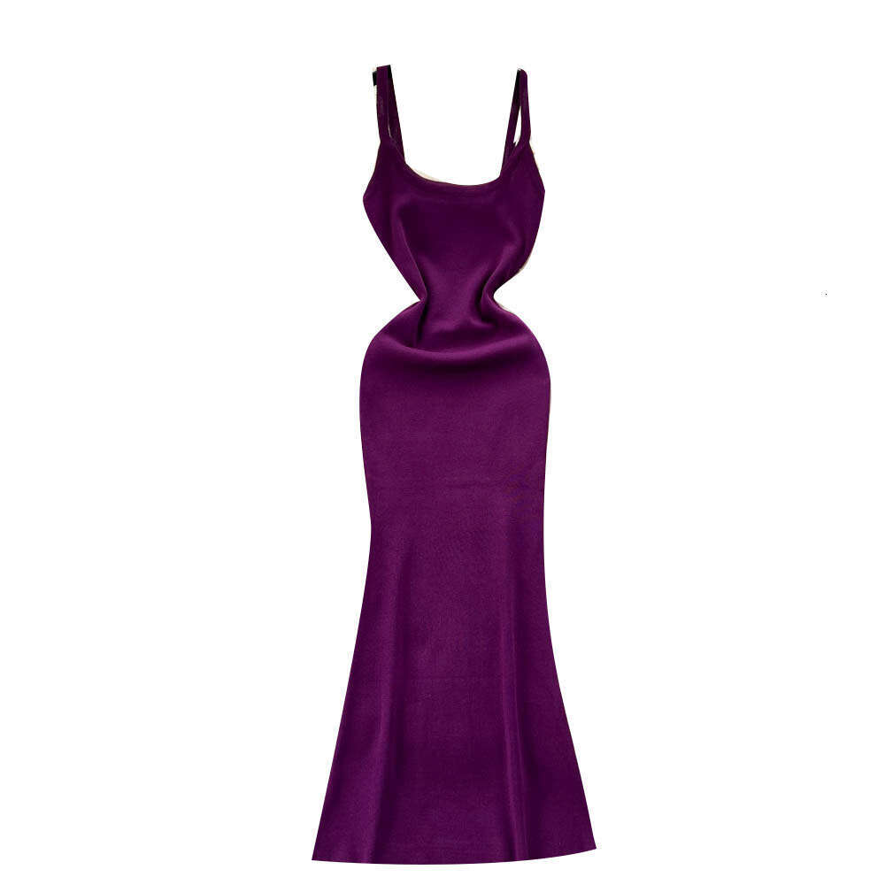 Light Luxury High-end Camisole Knitted Dress for Women in Summer, Minimalist Solid Color Slim Fit, Niche, and Unique Thousand Gold Temperament Skirt