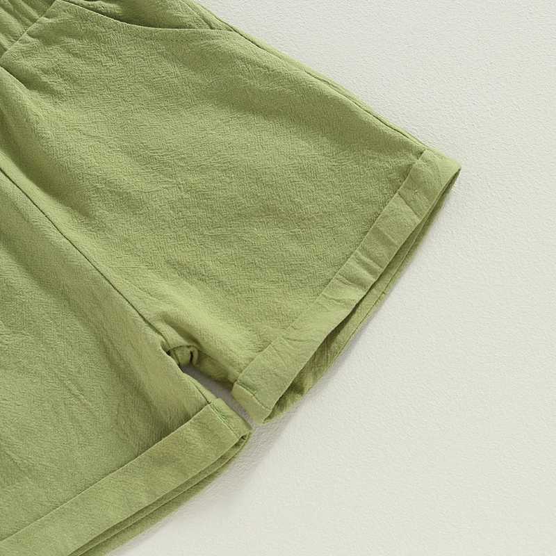 Clothing Sets Kids Boys Summer Outfits Solid Color Turn-Down Collar Short Sleeve Shirts + Elastic Waist Shorts 2Pcs Children Clothes Set