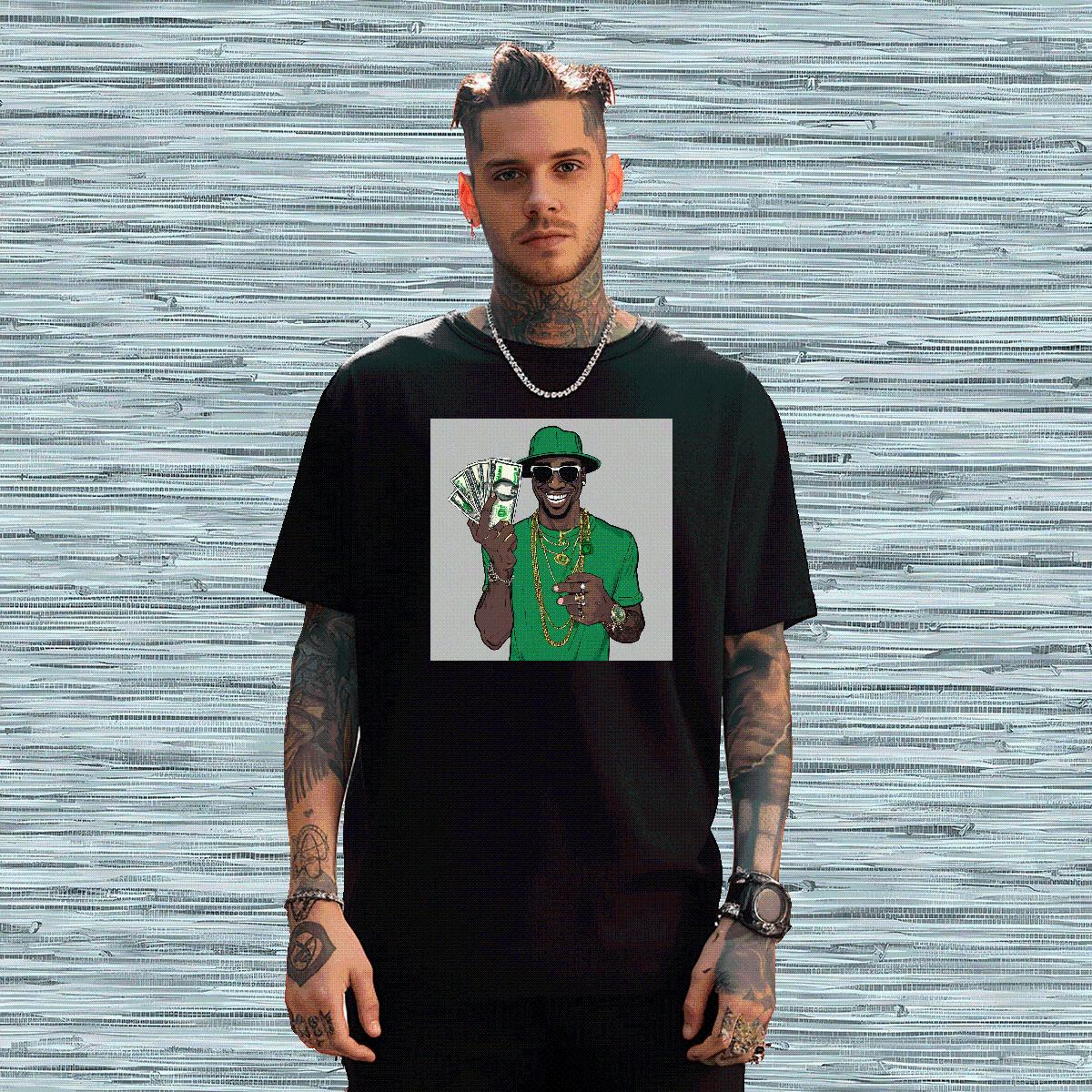 Factory Direct Man T Shirts XH 230g Cotton Black Oversized Casual Tshirts Breathable Short Sleeve Loose Fit