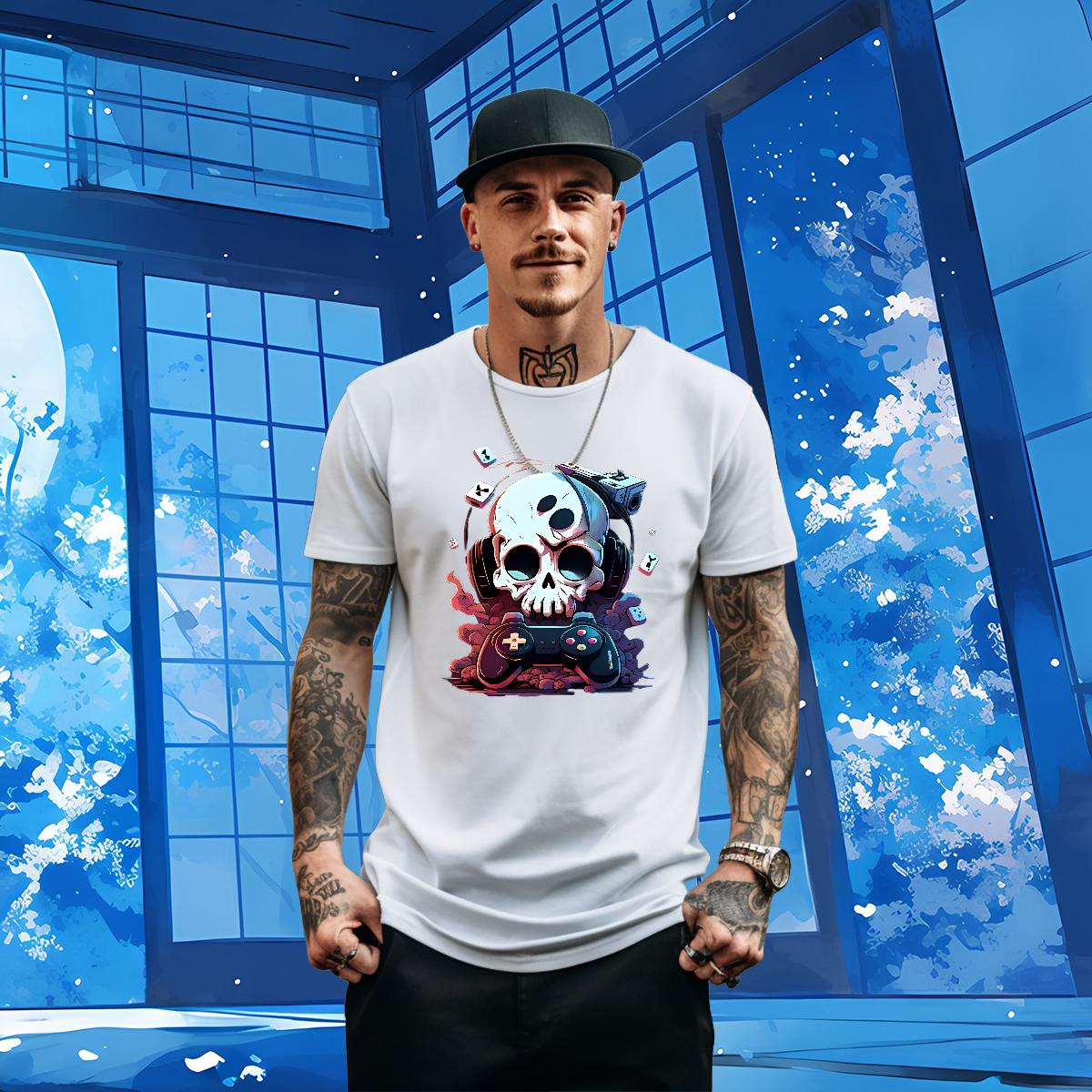 Customized Man T Shirts Skeleton 100% Cotton 230g Skull High Street Hip Hop Men Tops Tees Cotton Breathable Designer