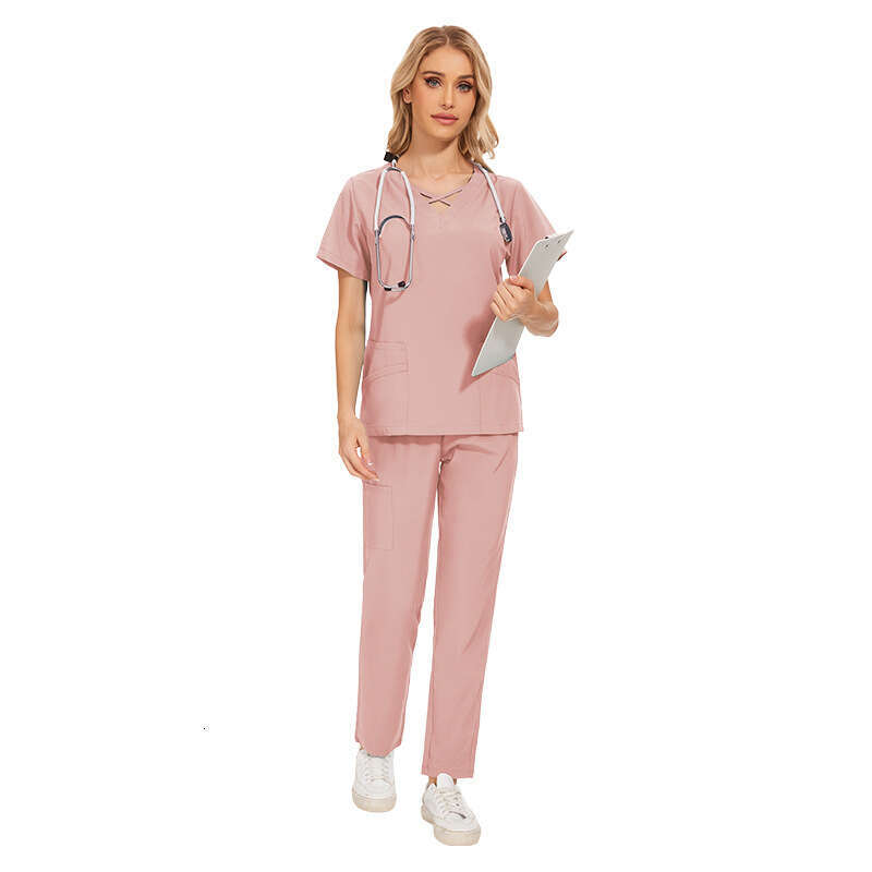Niaa Hinn Zip Up Scrub Set New Arrival Gentle Wind Non-ironing High Elasticity Temperament Business Affairs Versatile Loose Sexy Temperament Waist Lin