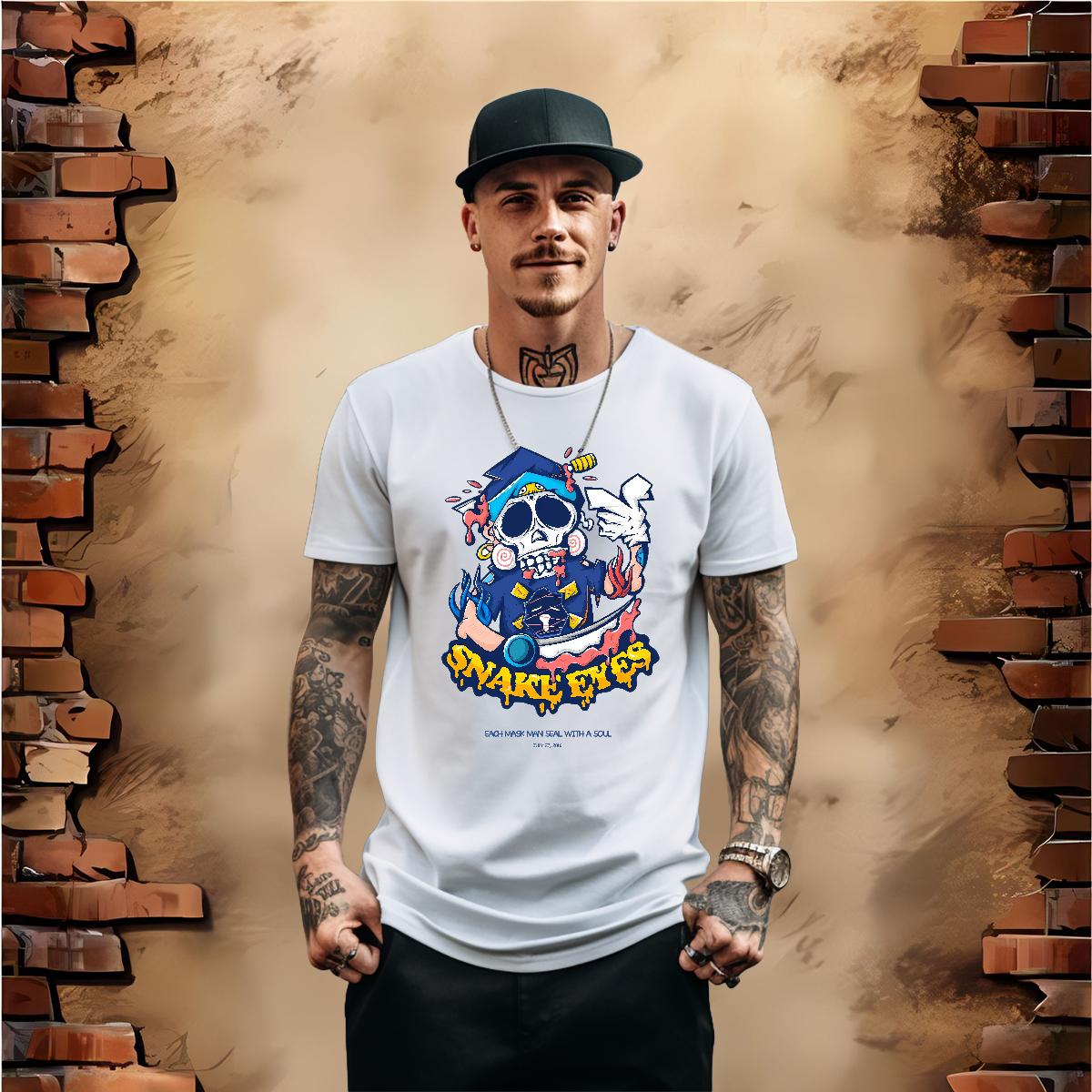 Fashion Design T shirt Skeleton 230g Cotton Customized Daily Wear Tshirt for Man Woman Crew Neck Cotton Breathable Loose Fit