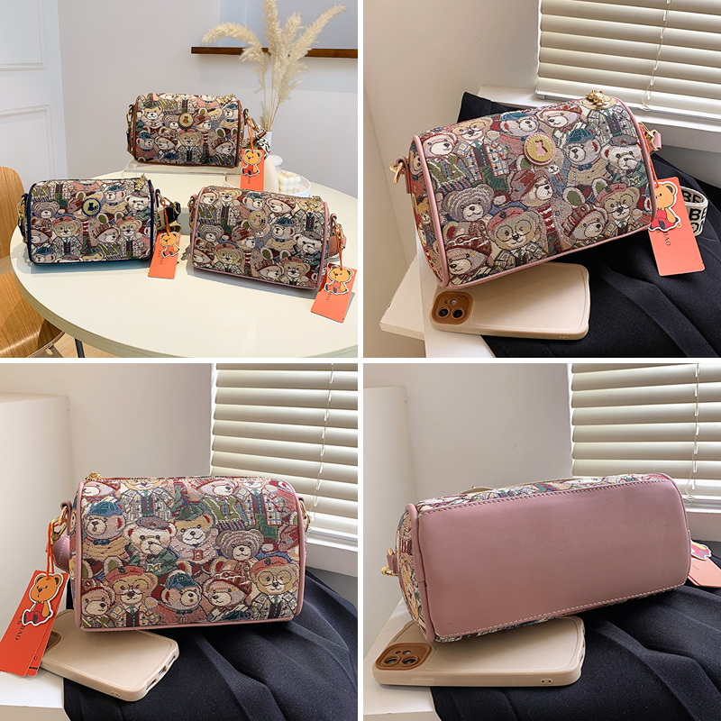 BeiBaoBao Kawaii Bear pattern crossbody women's bag exquisite Thick shoulder strap Girl's shoulder bag messenger bags for women