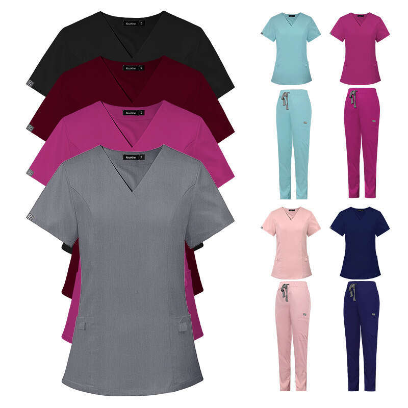 Niaa Hinn Scrubs for Women Uniform Zip Up Scrubs Set New Arrival New Product Non-ironing Show Thinness Long Versatile Popular Printing Loose Waist