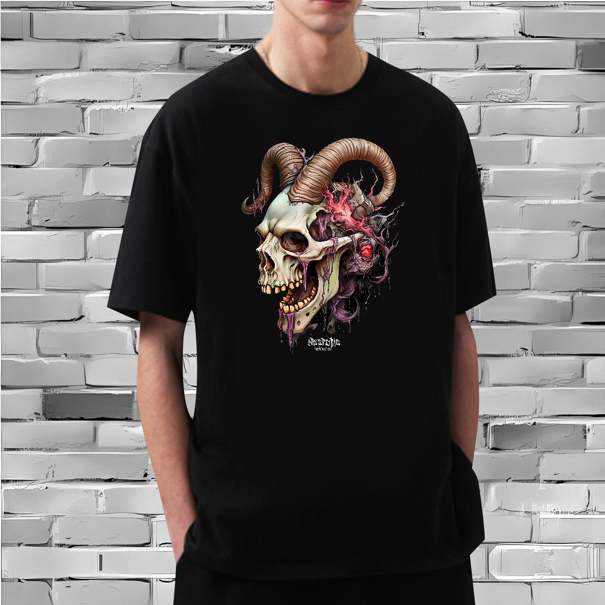 Classic Man T Shirts Skeleton 100% Cotton 230g Street Casual Breathable Short Sleeve Men Tshirts Fashion Customized Polos