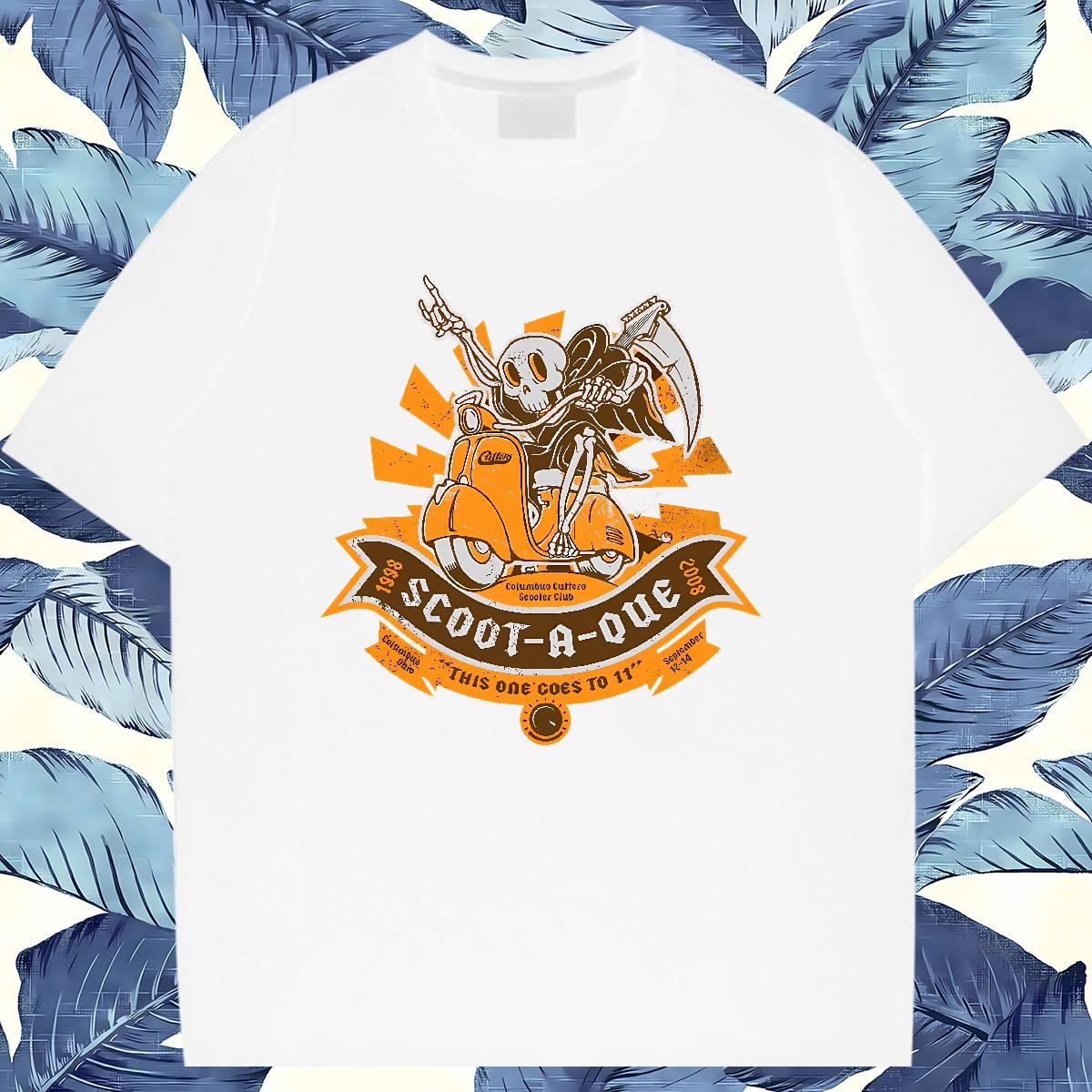 New Arrival T-Shirts Skeleton 100% Cotton 230g Custom Print Plus Size Daily Wear Tshirts Round Neck Short Sleeve Soft
