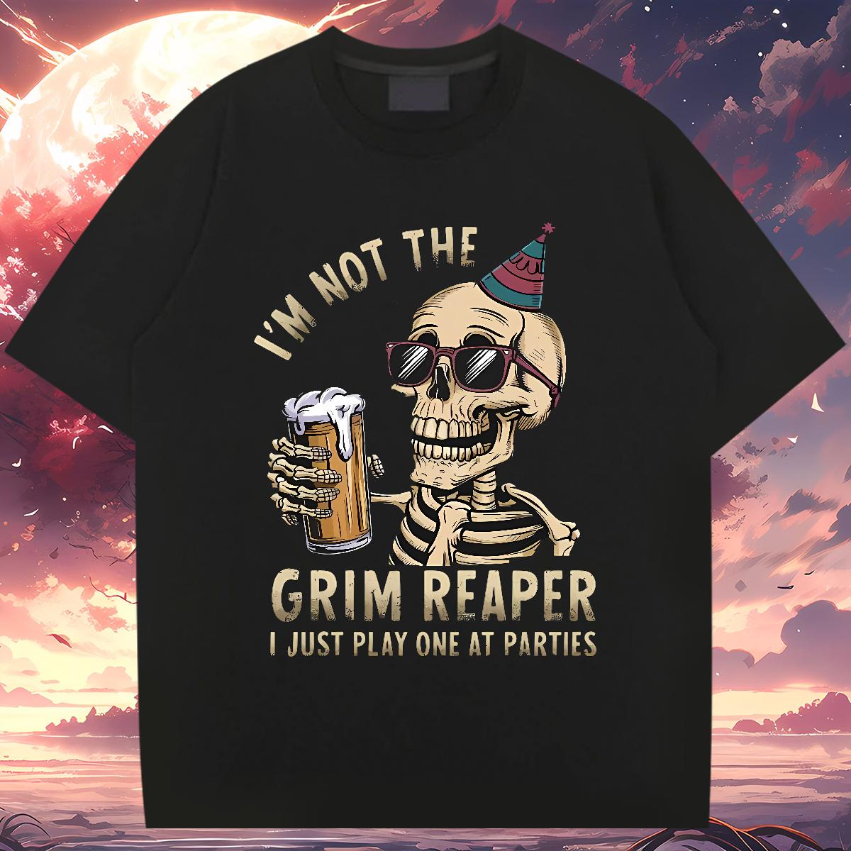 Wholesale T-Shirts for Men Skeleton 230g Cotton DIY Printed Street wear Hip Hop Tshirt for Man Woman Short sleeve Cotton Soft Loose