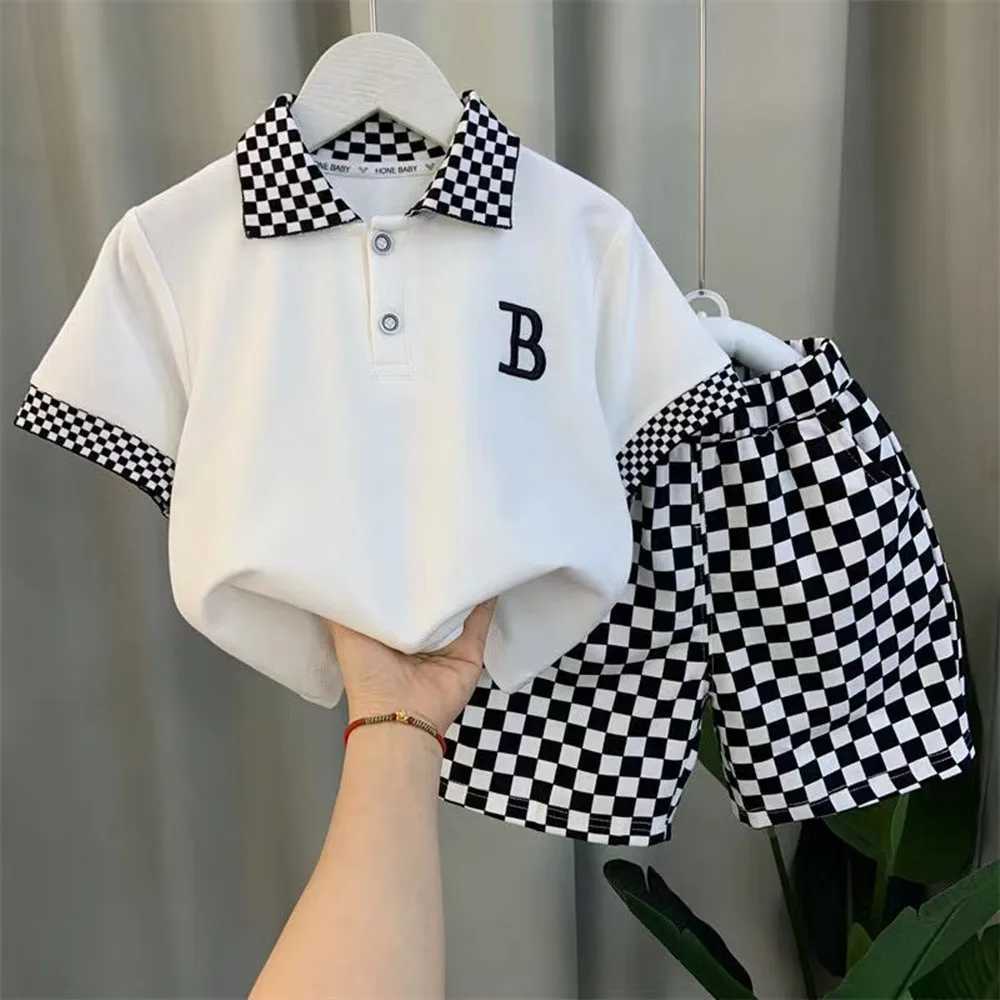 Clothing Sets Boys Summer Cool Polo Shirt Set New Childrens Fashionable Short sleeved Boys Baby Summer Clothes Explosive Street Clothes