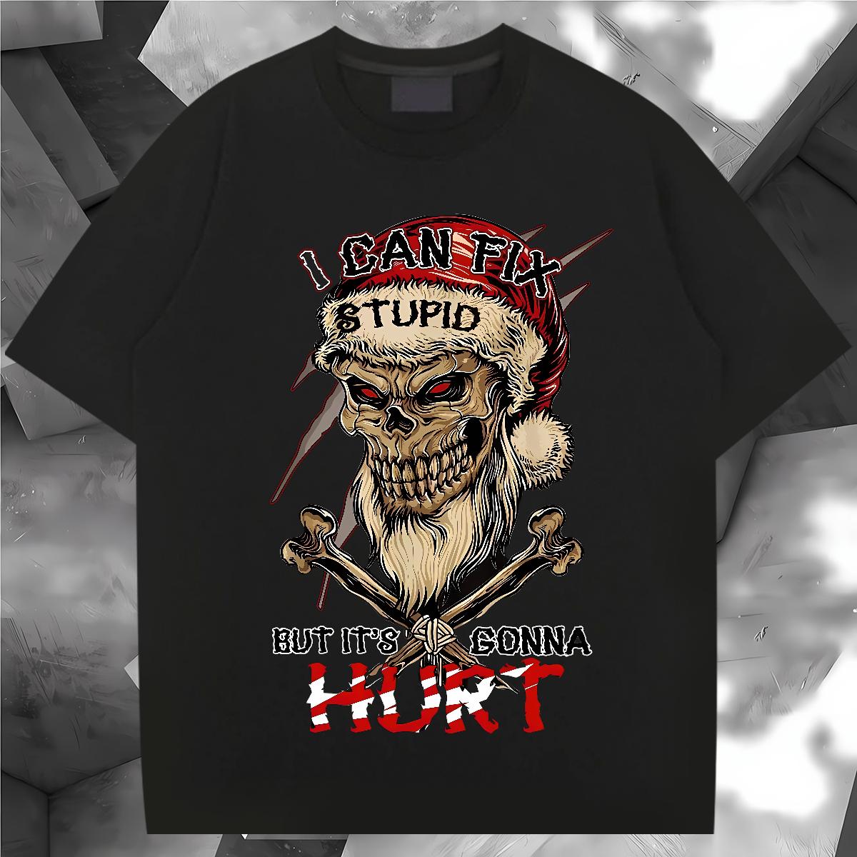 High Quality T-Shirts for Men Skeleton 230g 100% Cotton Street Short sleeve Cotton Soft Tshirts Designer Fashion Anime Tee Shirt