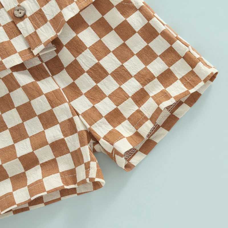 Clothing Sets Boys 2pcs Clothing Suit Summer Toddler Baby Boys Short Sleeve Lapel Neck Plaid Print Buttons Tops + Casual Short Pants