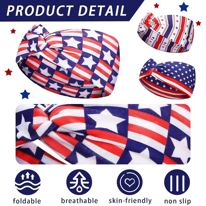 Wholesale Elastic USA Twisted Hair Bands Bandanas Stretchy Athletic Headband Wide Knotted Head Wraps Yoga Sport Hair Rope