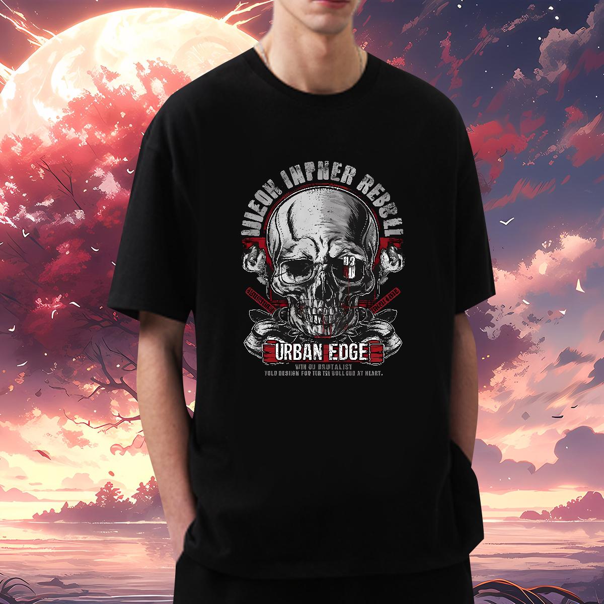 Loose Men Tops Tees Skeleton 100% Cotton 230g Cotton O Neck Short Sleeves Summer Casual T shirt Custom Printed New Designer Tshirts