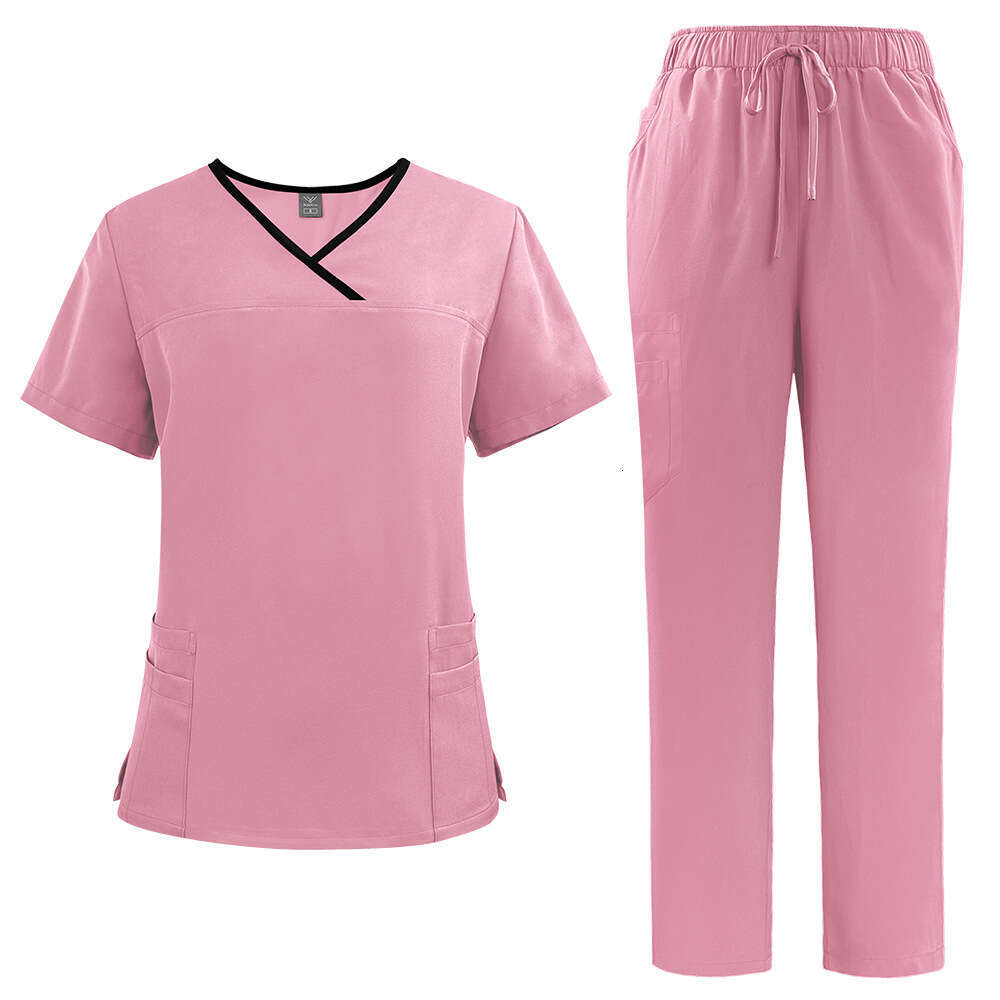 Zip Up Scrubs for Women Uniform Undefined New Product Long High Elasticity French Gentle Wind Temperament Solid Printing Ventilation Waist Linen Sexy 