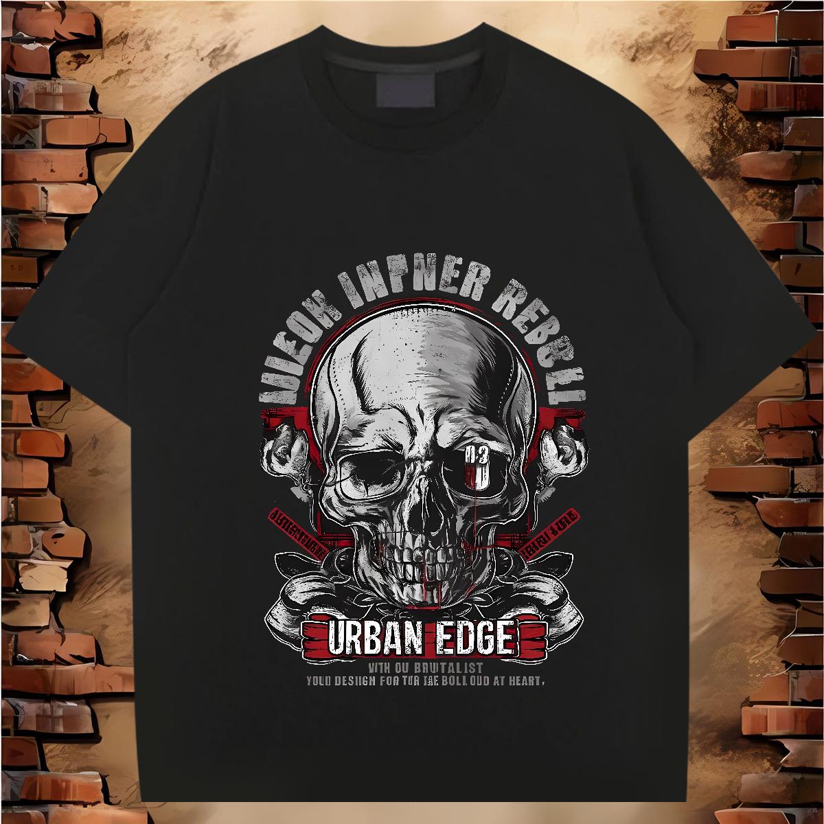 Comfortable Men T Shirts Skeleton 230g 100% Cotton Daily Wear Cotton Breathable Soft Mens Tshirts 2024 DIY Oversized 4XL Tops