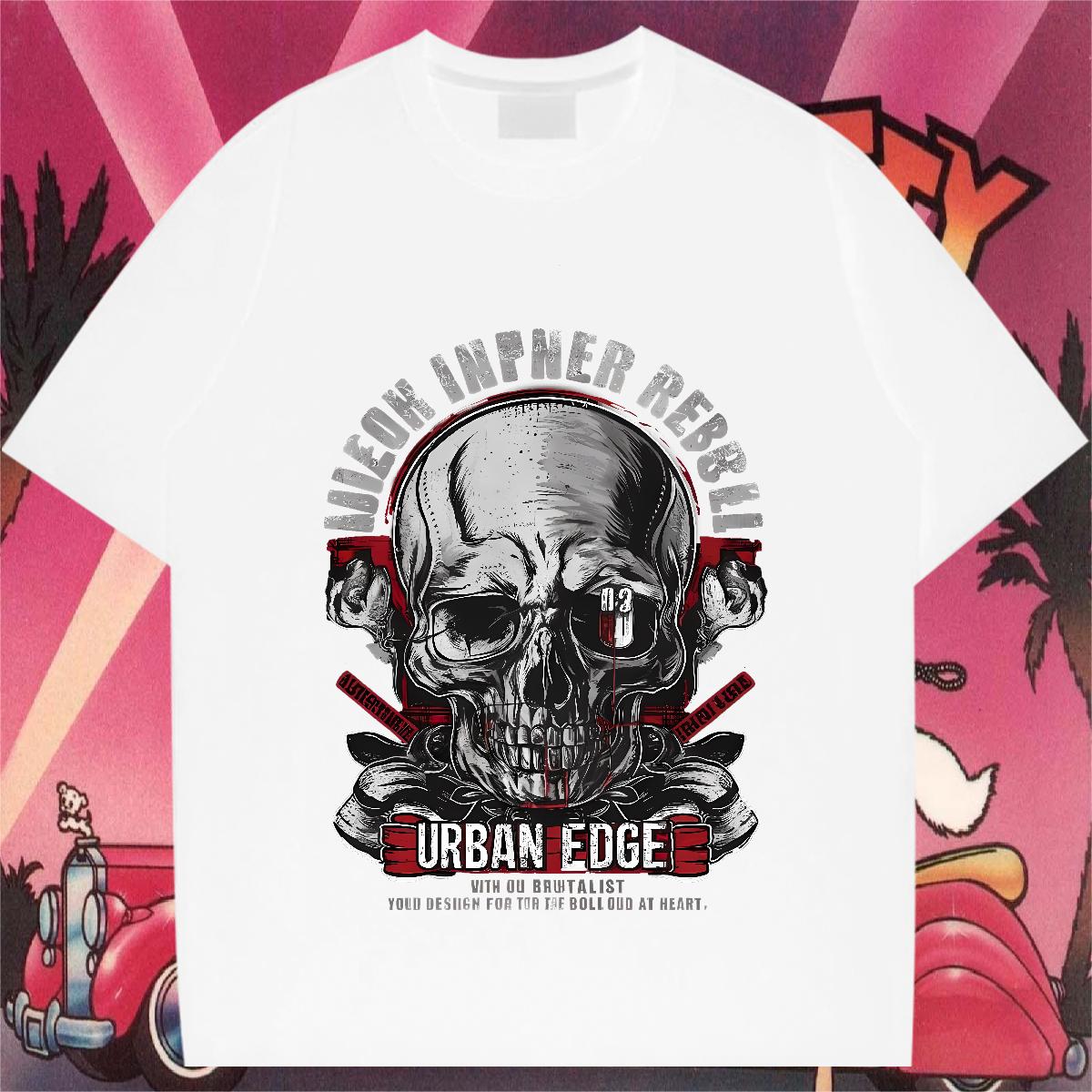 Wholesale Man T Shirts Skeleton 230g Cotton Anime Men Tops Tees Summer Casual Cotton Breathable Classic Tops Shirt