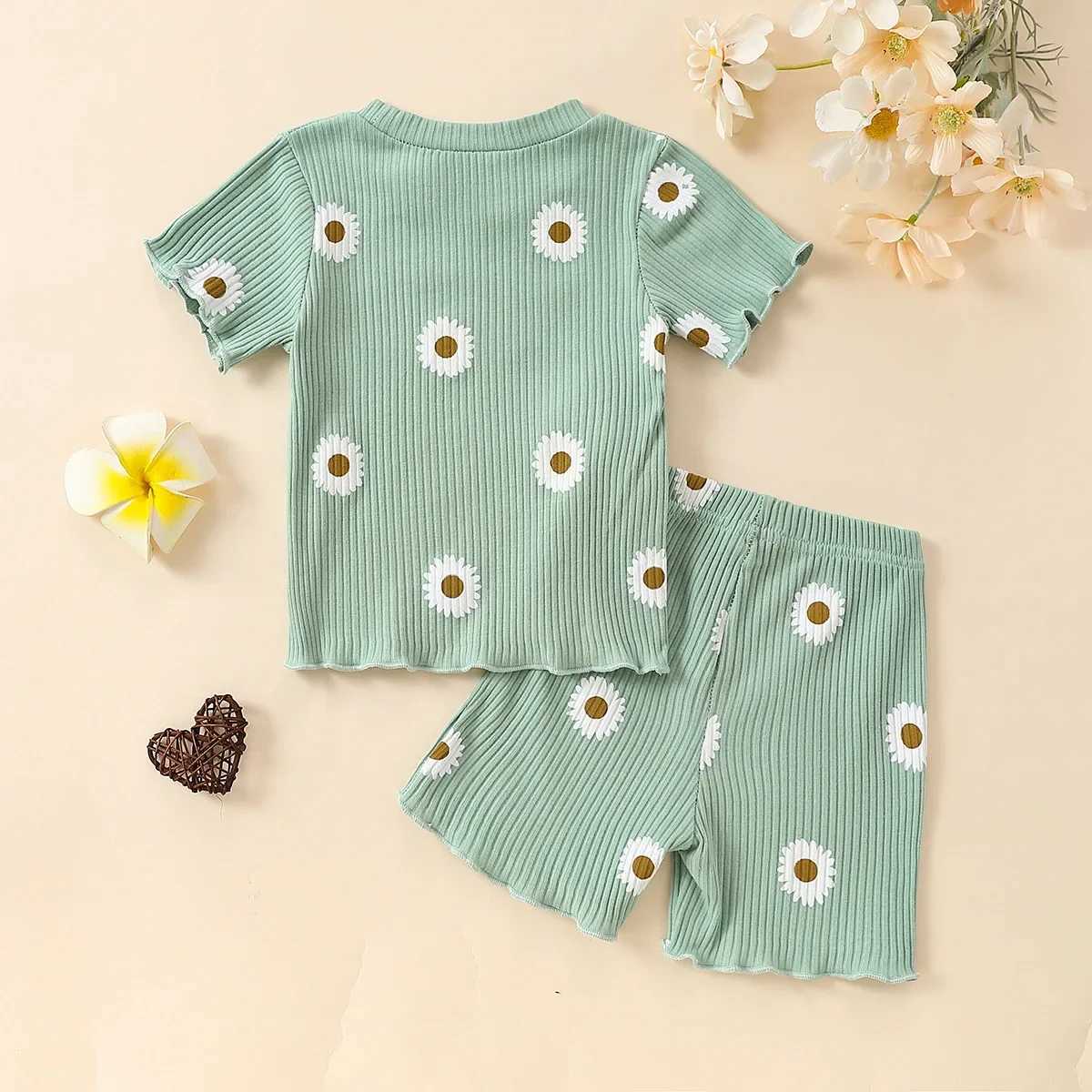 Clothing Sets Summer Baby Girl Little Sunflower Cotton 2 Piece Short Sleeve Short Shorts Set Sweatshirt Comfortable and Easy Care