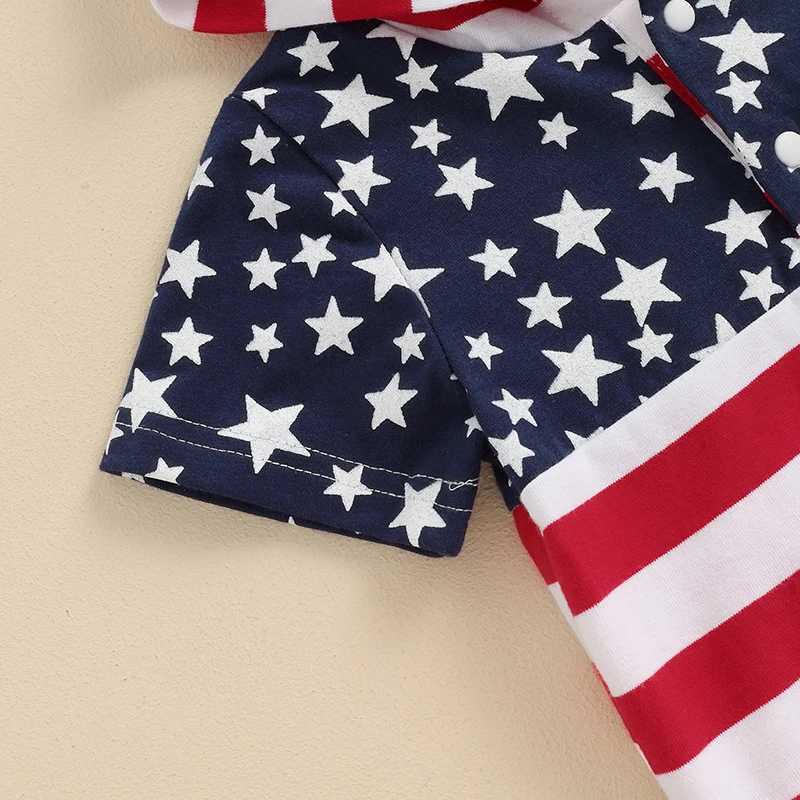 Clothing Sets 0-4Y Independence Day Baby Boy Summer Outfits Short Sleeve Stars and Stripes Print Hoodie T-shirt + Shorts Set Toddler Clothes