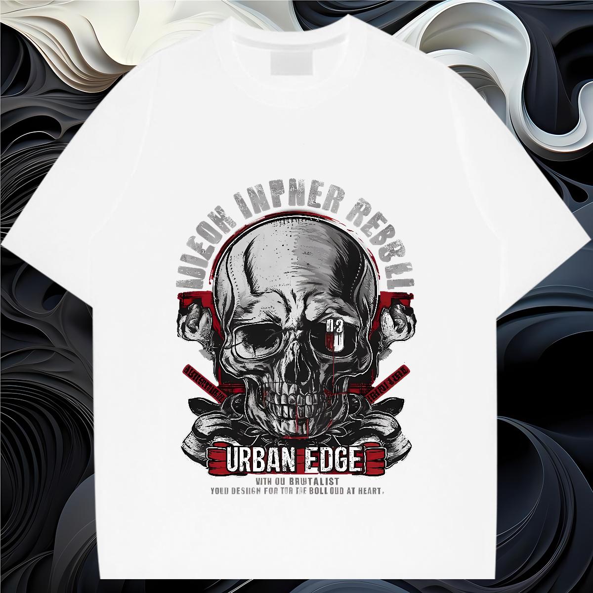 Brand Mens T Shirts Skeleton 100% Cotton 230g Casual Daily Wear Short sleeve Cotton Soft Men Tees Classic Casual Oversized 4XL Tops Shirt