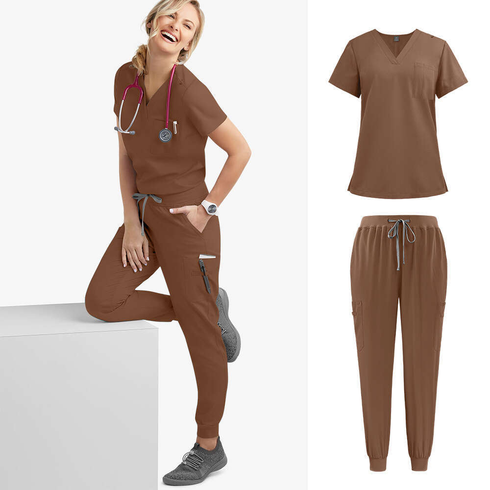 Niaa Hinn Scrubs for Women Uniform Zip Up Scrub Set New Product New Arrival Long French Gentle Wind Washable Non-ironing Versatile Business Affairs Li
