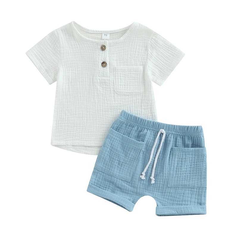 Clothing Sets Casual Baby Clothes Set 2Pcs Solid Short Sleeve Top Shorts Suit Boy Outfits Baby Summer Clothing Toddler Cotton Outfit 0-3Y