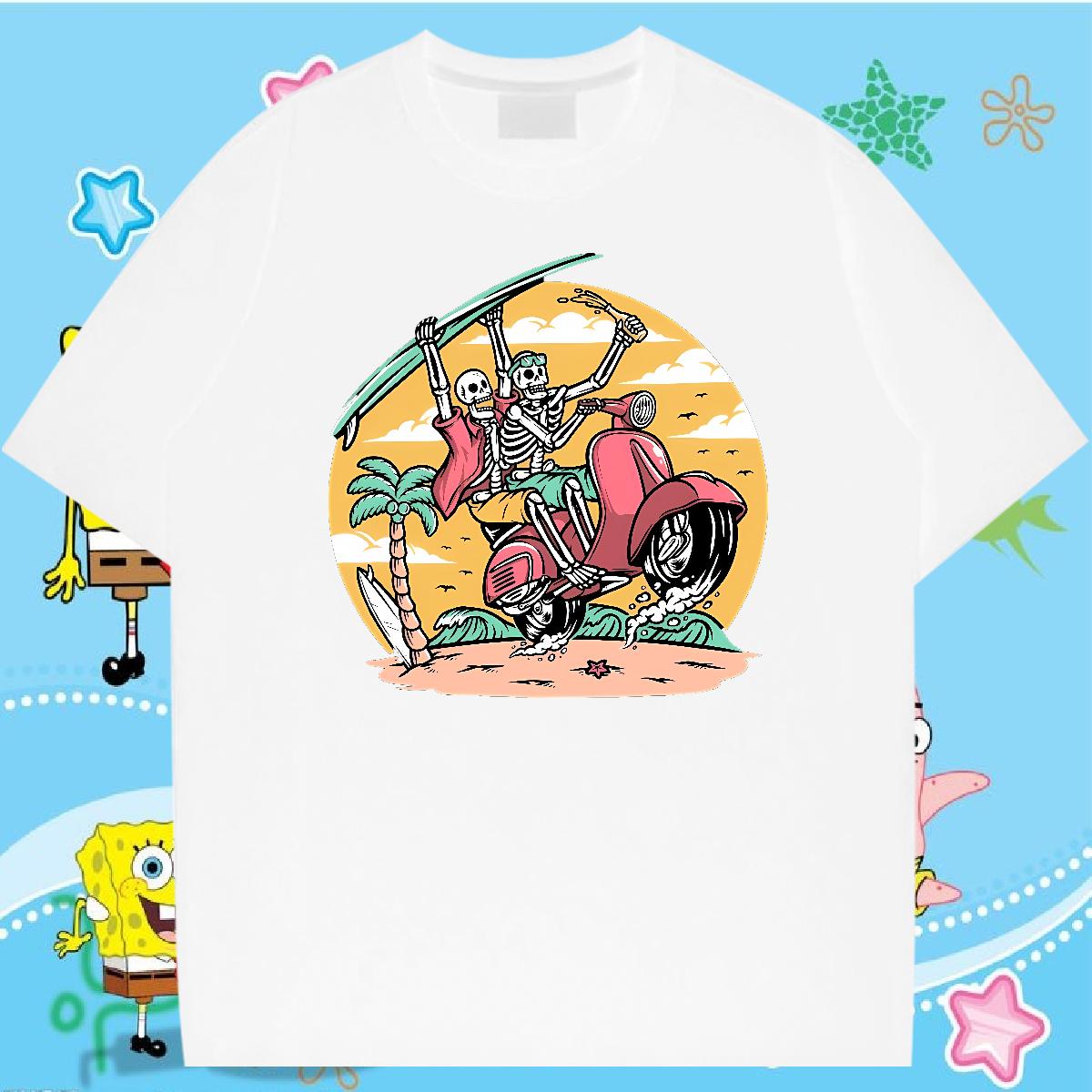 Soft T Shirts Men Skeleton 100% Cotton 230g Sport Cotton Breathable Men Tshirts Custom White Plus Size Tee Shirt