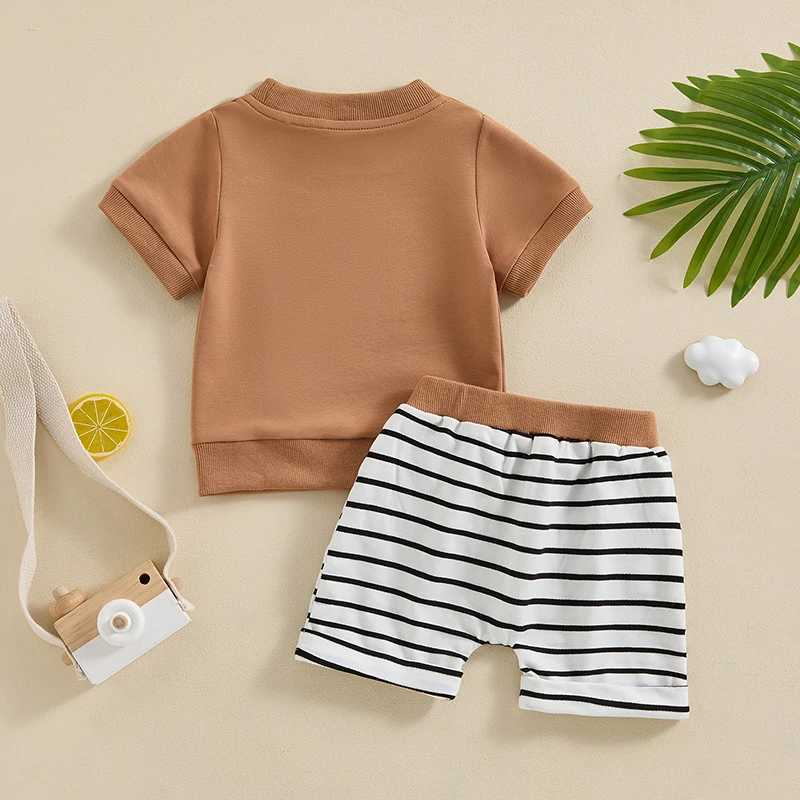 Clothing Sets 0-3Y Toddler Infant Baby Boy Summer Clothes Short Sleeve Crew Neck T-shirt Tops with Elastic Waist Shorts 2 Pcs Clothes