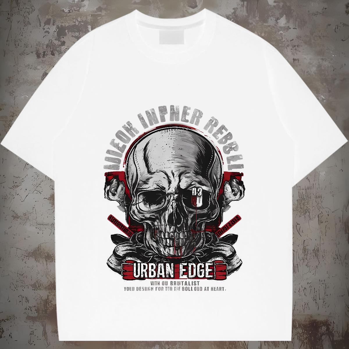 Comfortable Man T Shirts Skeleton 230g 100% Cotton Beach Crew Neck Cotton Couples T Shirts Wholesale DIY Anime Tops