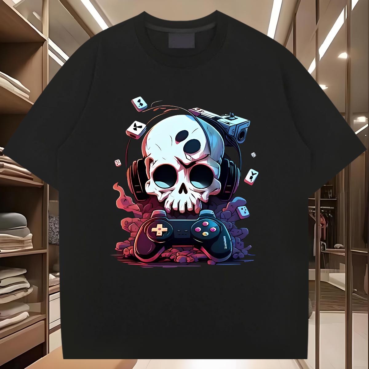 Wholesale Man T Shirts Skeleton 100% Cotton 230g Street wear Hip Hop Crew Neck Cotton Breathable Men Clothes T-Shirt 2024 Custom Anime Tshirts