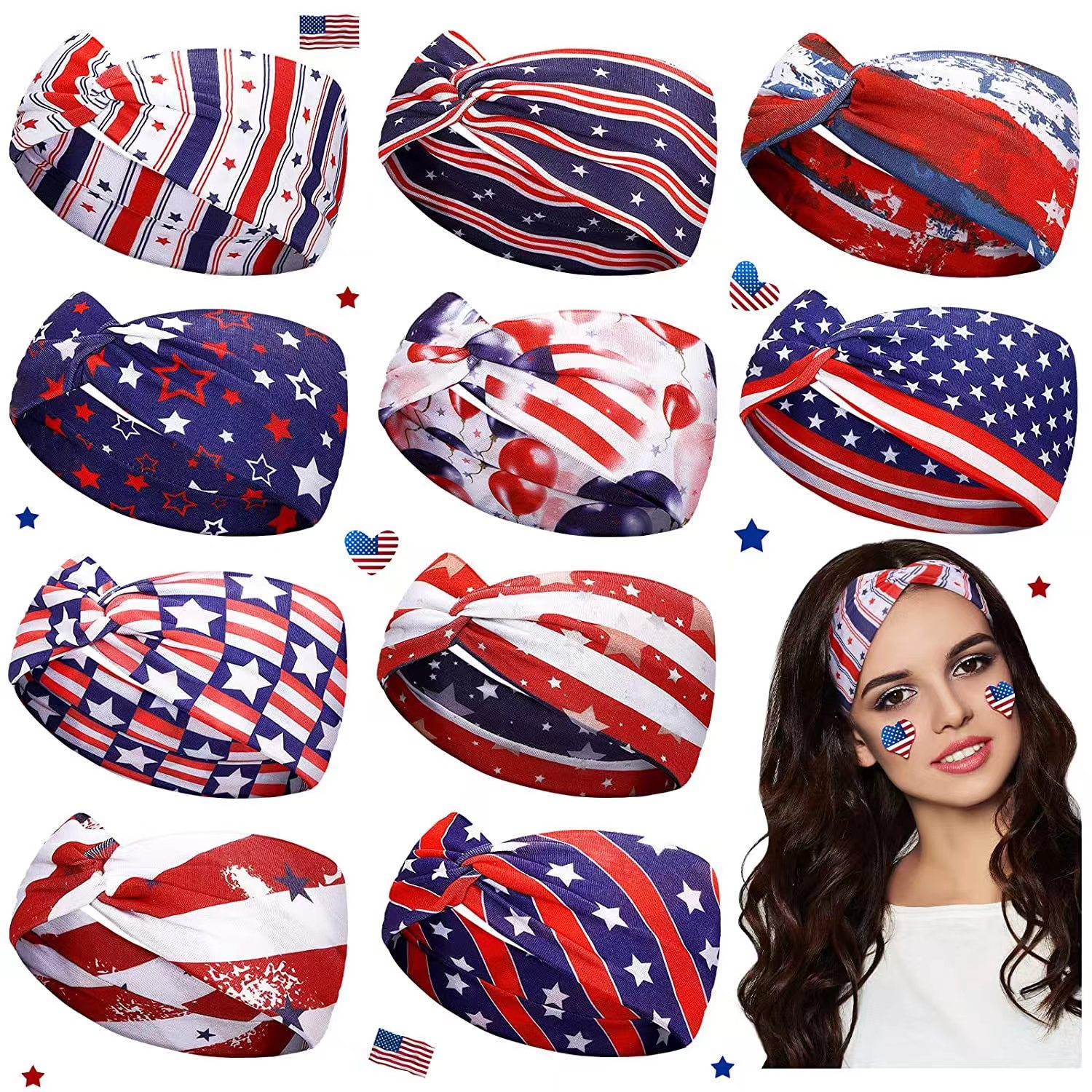 Wholesale Elastic USA Twisted Hair Bands Bandanas Stretchy Athletic Headband Wide Knotted Head Wraps Yoga Sport Hair Rope