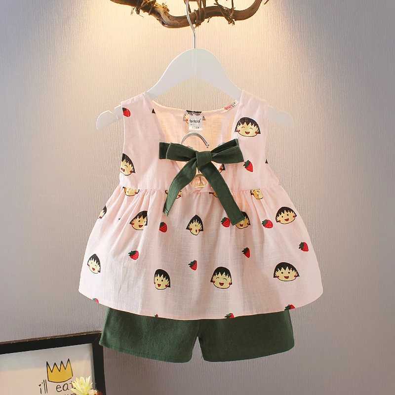 Clothing Sets 2021 New Fashion Baby Clothing Sets Children Sleeveless Top+Shorts 2Pcs Sets Girls Cute Suit 1-5Years Old Baby Clothes