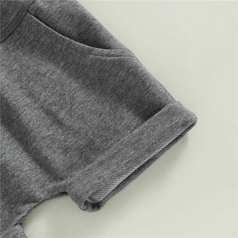 Clothing Sets Fashion Boys Clothing Sets Summer Short Sleeve Cotton Baby Tops + Solid Color Drstring Shorts 2Pcs Casual Outfit Sets