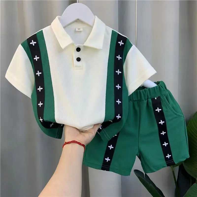 Clothing Sets 2023 Summer Clothing Boys Half Sleeve Shirt Top and Shorts Two Piece Childrens Casual Sports Set Kids Outfits 1 2 3 5 7 9 Y