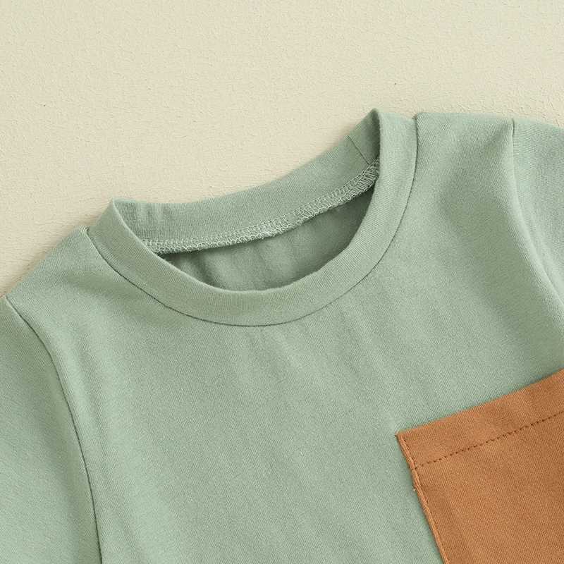 Clothing Sets Summer Clothing Set Toddler Clothes Set Kids Short Sleeve T-Shirt Contrast Colors Elastic Shorts Infant Baby boy Clothes suits
