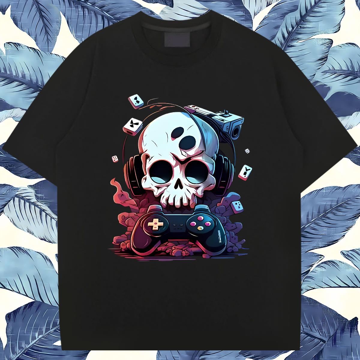 DIY Customized T Shirt For Man Skeleton 100% Cotton 230g Custom Big Size Home Outdoor Men Tops Tees Crew Neck Cotton Loose