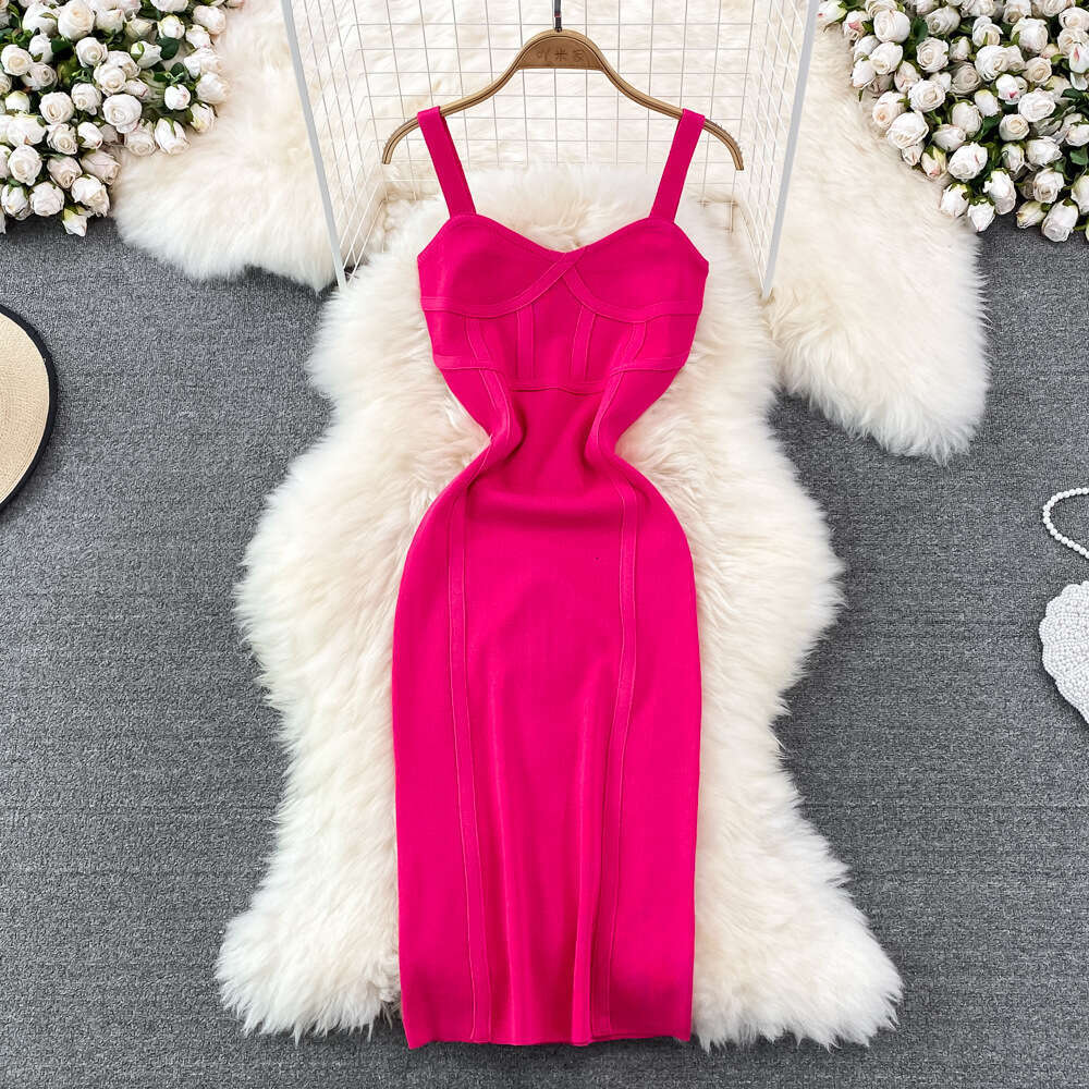 Pure Desire Style Long Camisole Women, Sexy Low Cut, Tight Fitting, Slimming, Sleeveless, Backless Knit, Buttocks Wrapped Dress for Summer BOHO DRESS