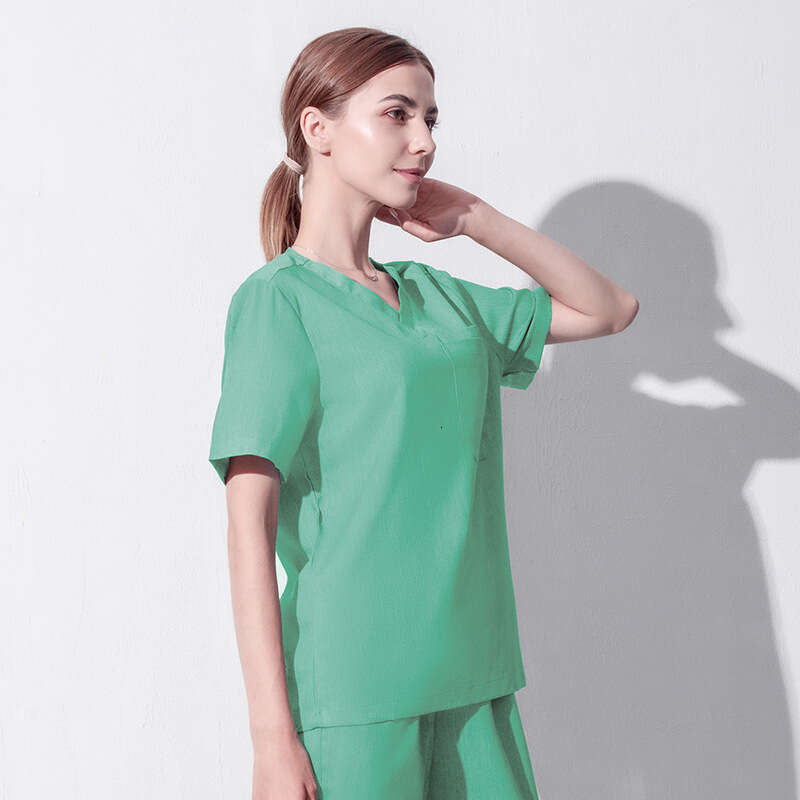 Niaa Hinn Scrub Set Zip Up New Product Washable Non-ironing Long Show Thinness High Elasticity Ventilation Temperament Short Loose Temperament