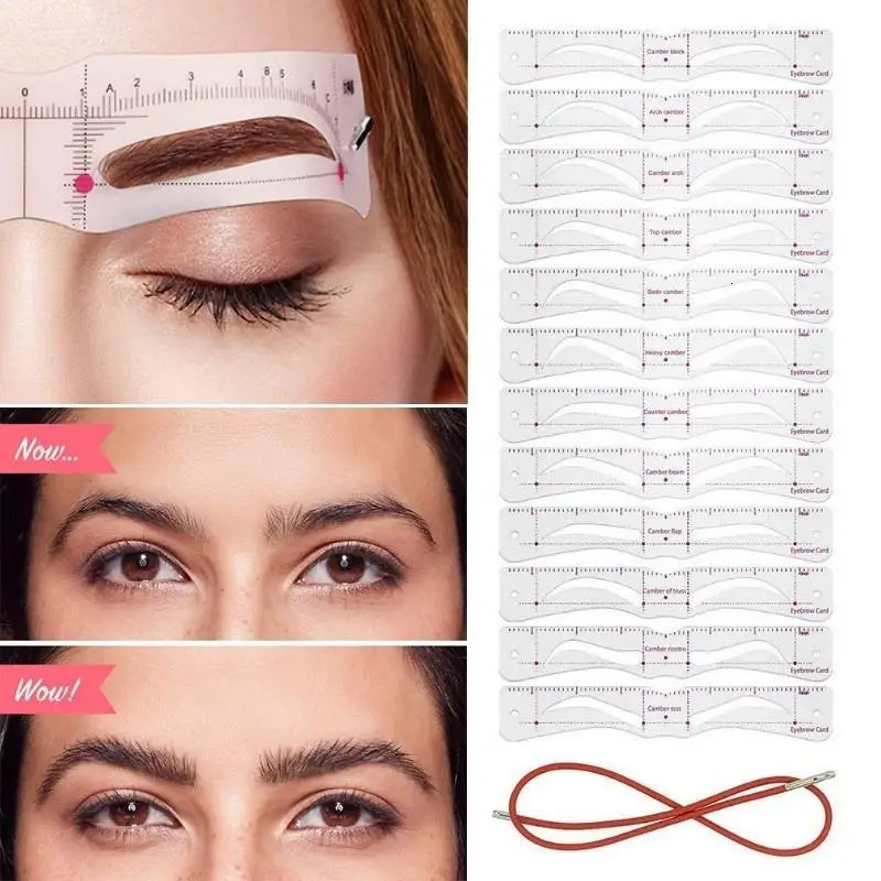 12 pieces/set of reusable eyebrow templates eyebrow drawing guide styling and beauty template card 240715