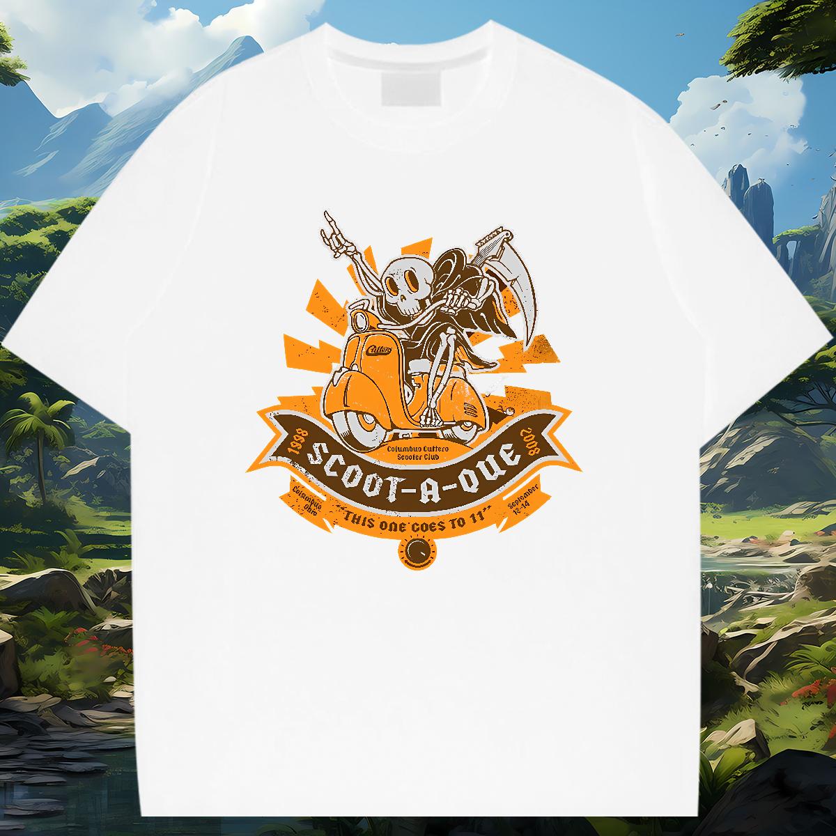 5A T Shirts Men Skeleton 230g 100% Cotton Sport Short Sleeve Cotton O-Neck Couples T Shirts New Customized Print Tees