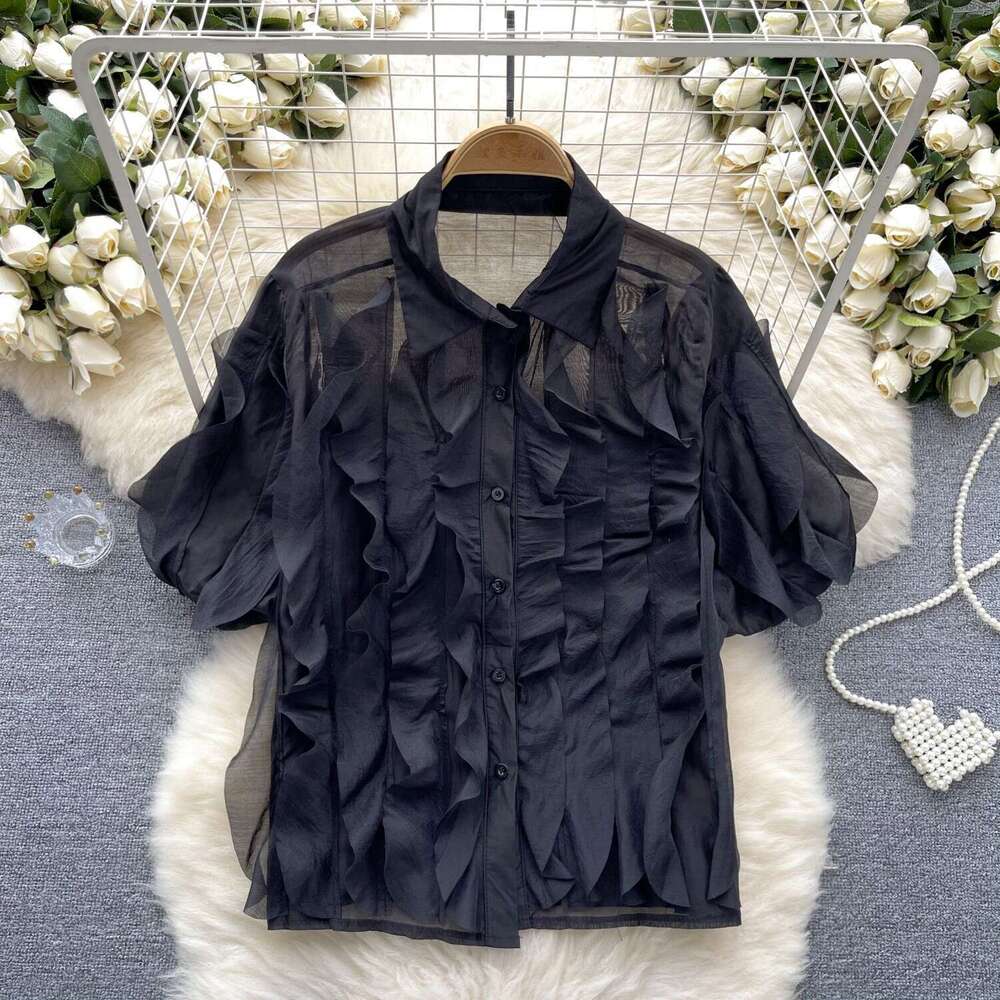 High Street Long Sleeve Tee Shirts Summer Printing Short Sleeve Pure Cotton Print Tshirt Stripe Lace Slim-fit Women's T Shirt Clothes Stretch Cas