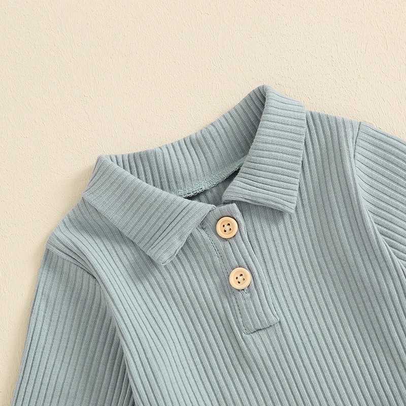 Clothing Sets Infant Newborn Baby Boys Ribbed Clothes Set Button Long Sleeve Lapel Neck Romper Drstring Pocket Long Trousers Casual Outfits