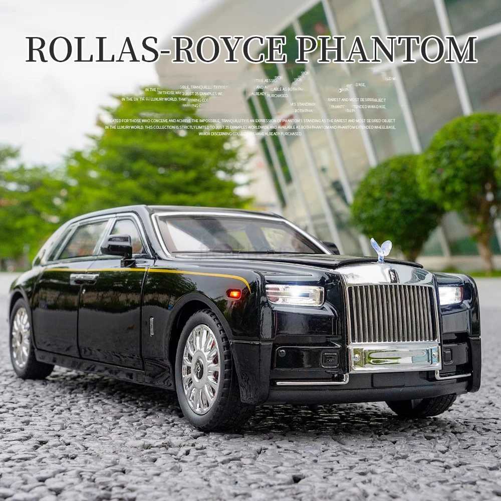 1 18 Large Rolls-Royce Phantom Alloy Car Model Simulation Sound And Light Pull Back Toy Car Metal Boy Collection Decoration GiftCL240717