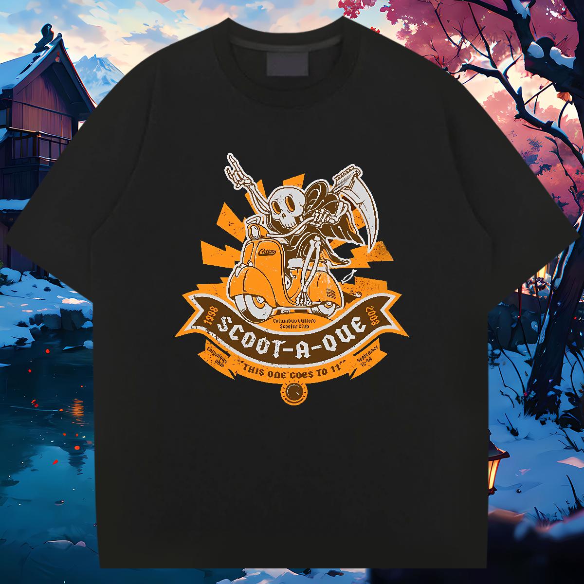 Soft T Shirts Men Skeleton 230g 100% Cotton Outdoor Cotton Breathable Mens Tshirts Casual New Customized Tops Tees