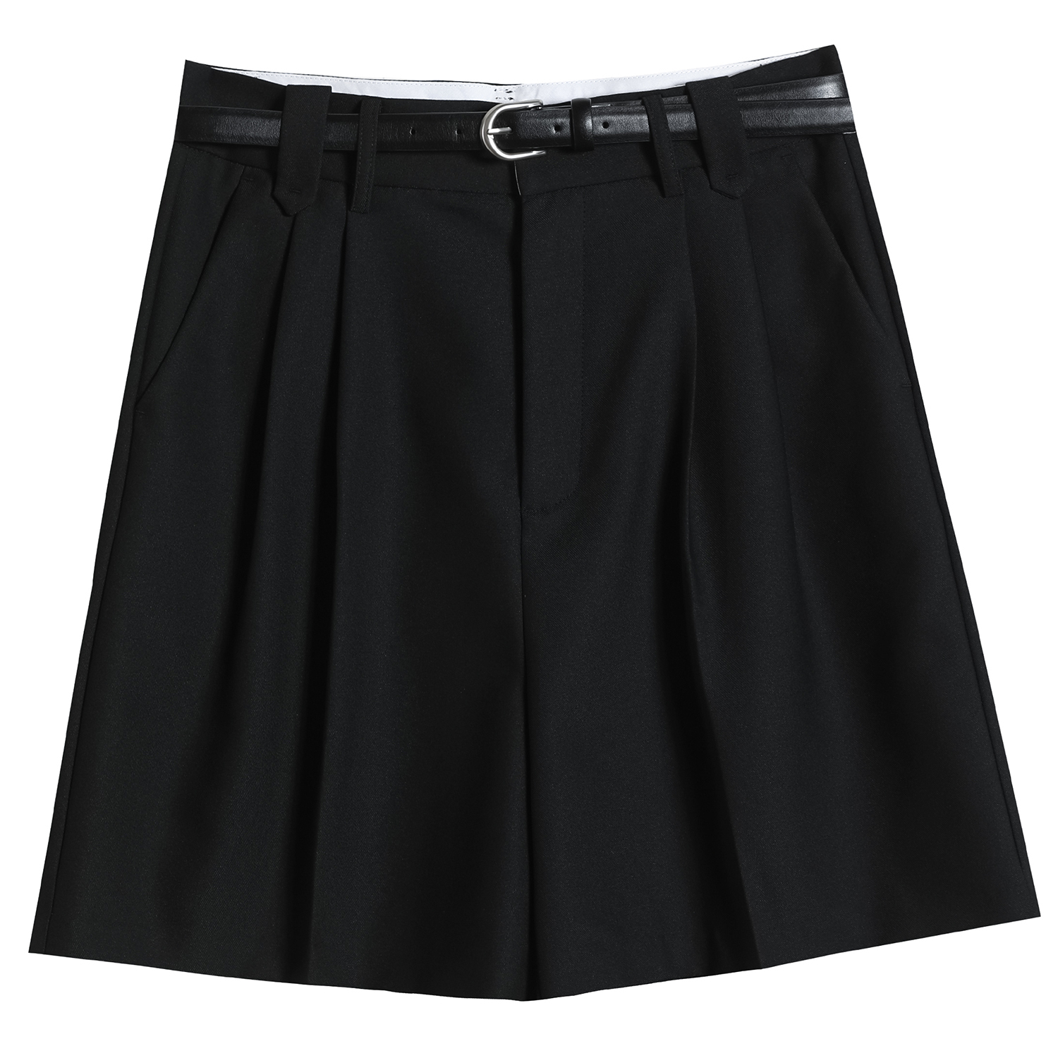 2024 Summer New High Waist Suit Split Shorts Ice Silk A-line Wide Leg Casual Pants for Women
