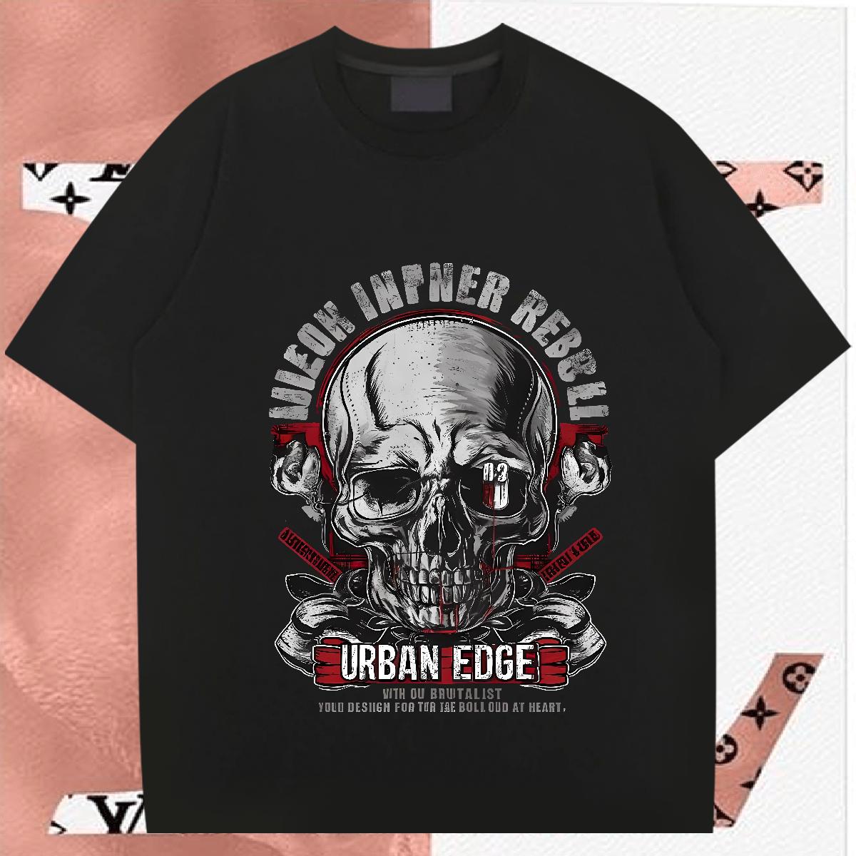 Fashion T Shirt For Man Skeleton 230g Cotton Graphic Couples T Shirts Street Crew Neck Cotton Cool Design Wear