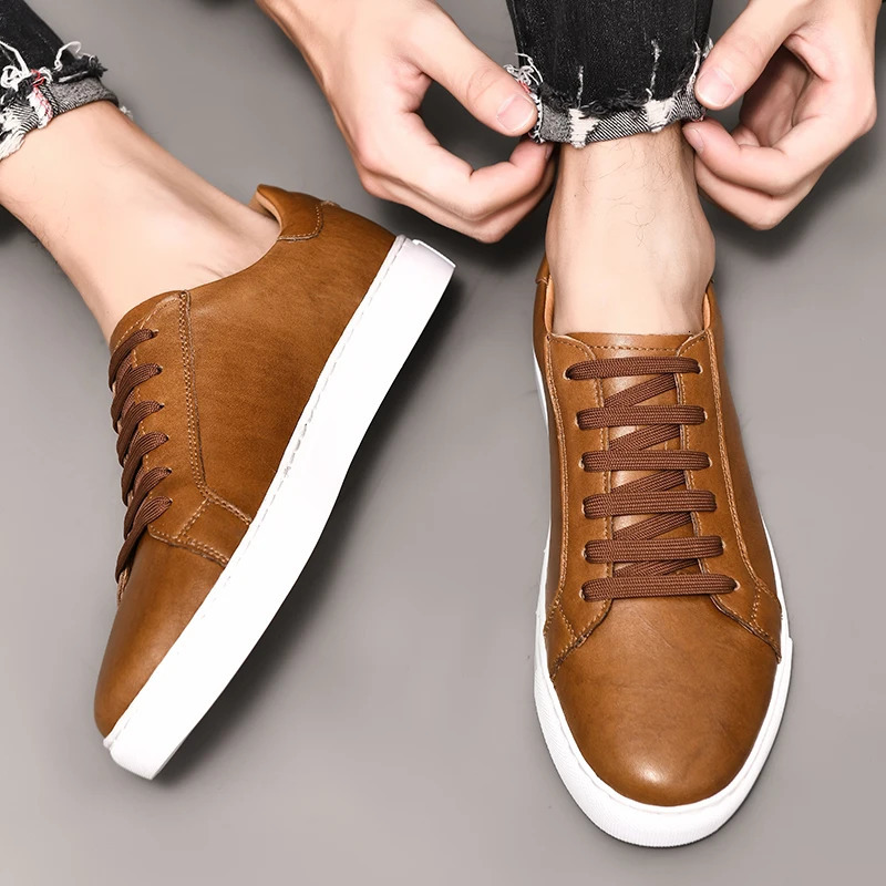 Mens shoes genuine leather casual shoes fashionable sports shoes British style denim leather mens shoes mens shoes 240715