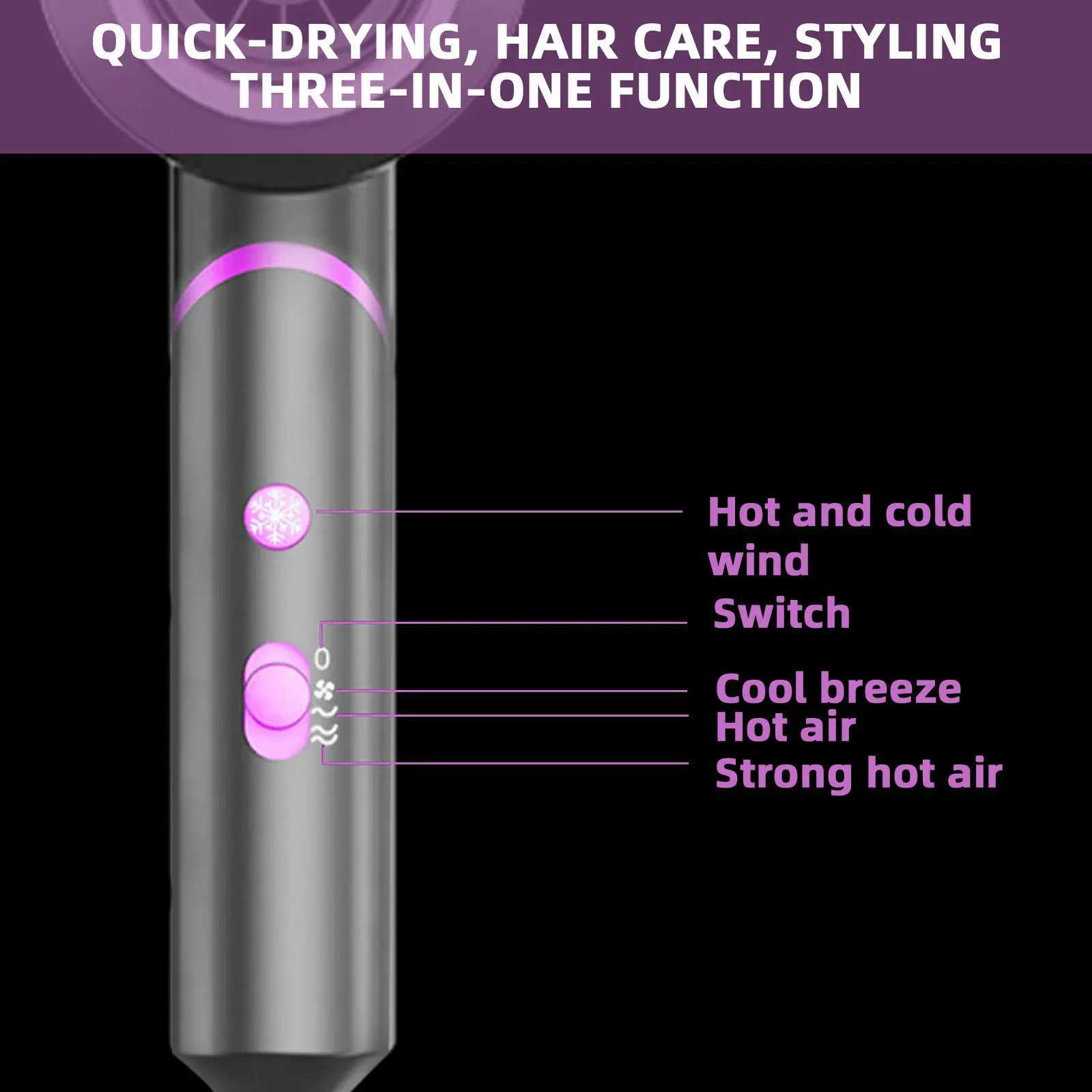 Portable Foldable Ionic Hair Dryer Hairdryer with 1 Diffuser 2 Concentrators for Home Salon Hairstyling Tool EU PlugBkl240717