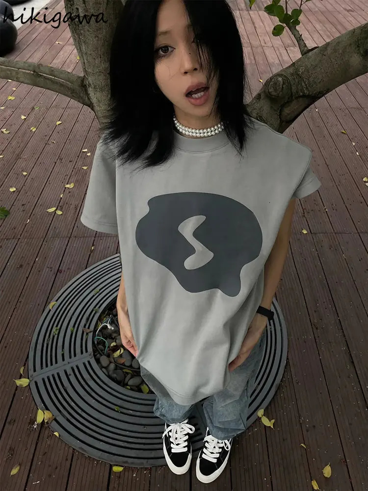 Women Clothes Summer T-shirts Oversized Tops Print Short Sleeve O-neck Casual Tees Streetwear Vintage Y2k Tshirt Ropa Mujer 240715
