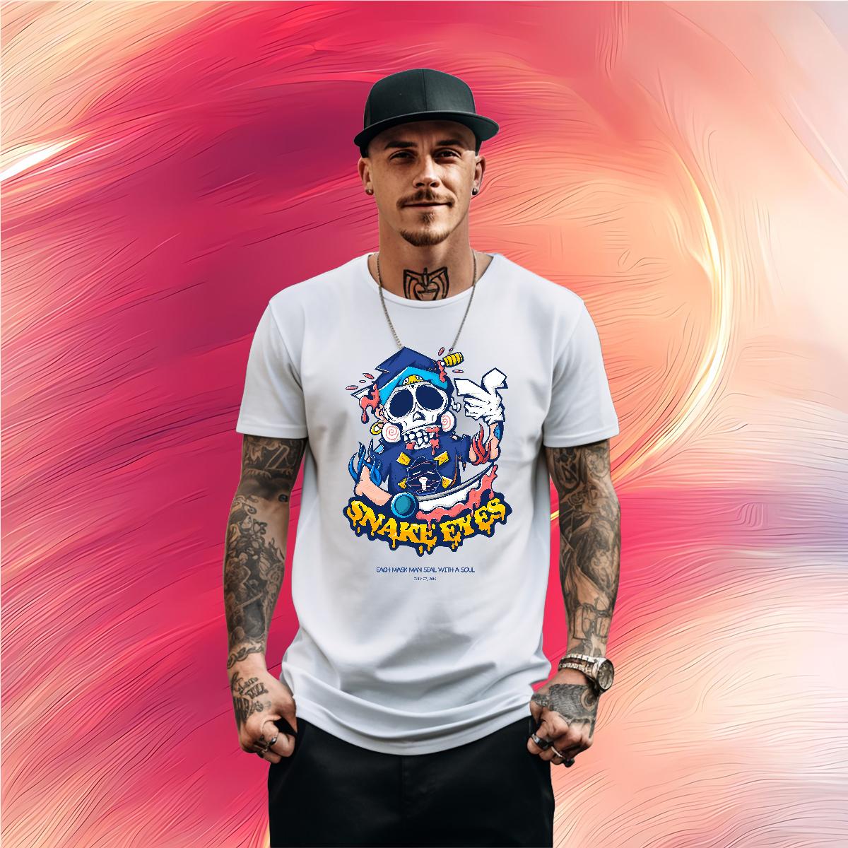 New Mens T Shirts Skeleton 230g 100% Cotton Custom Printed Street Casual Men Tshirts Crew Neck Cotton Breathable Unisex