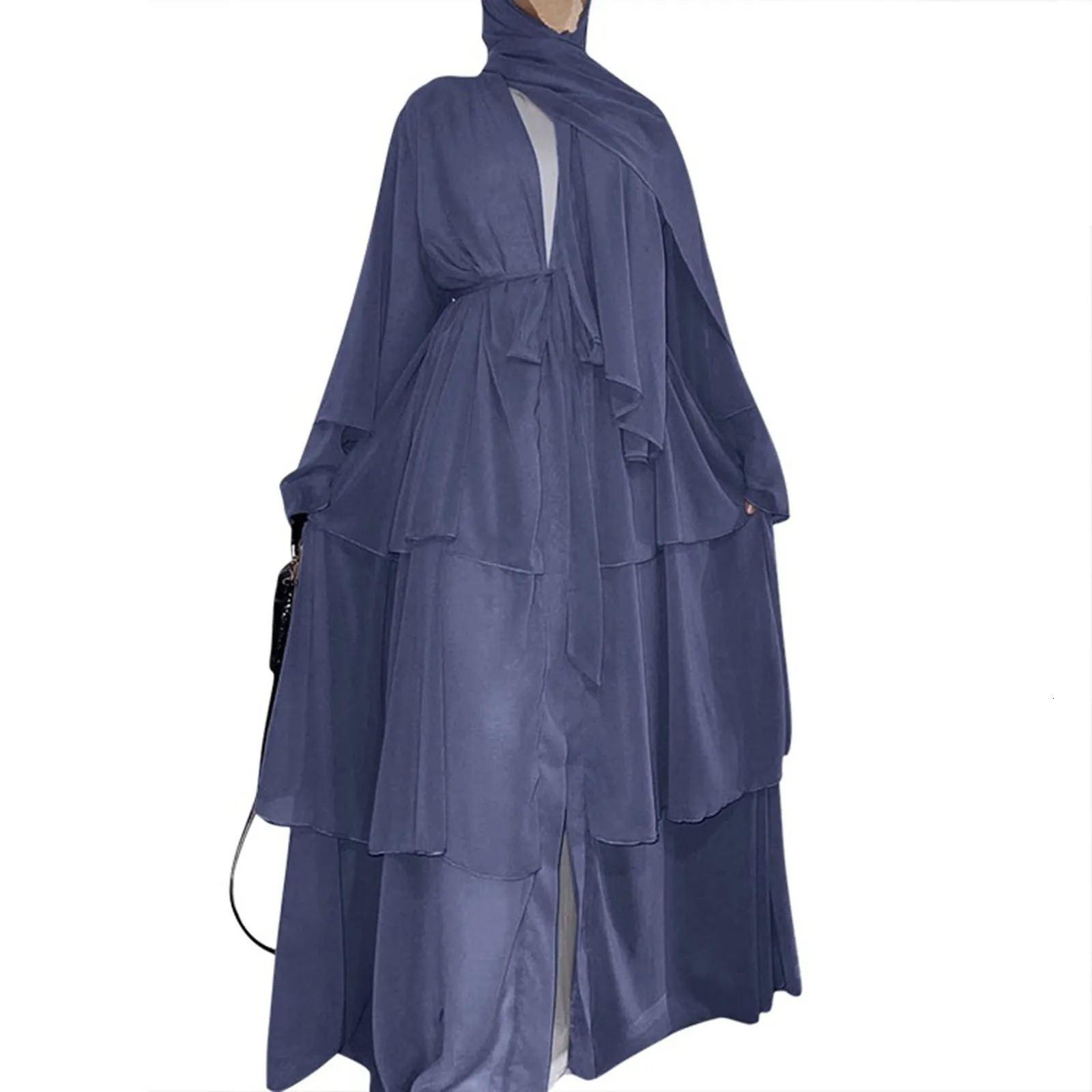 Chiffon Open Abaya Dubai Turkey Kaftan Muslim Cardigan Abayas Dresses Women Belt Robe Kimono Femme Caftan Islamic Clothing 240715
