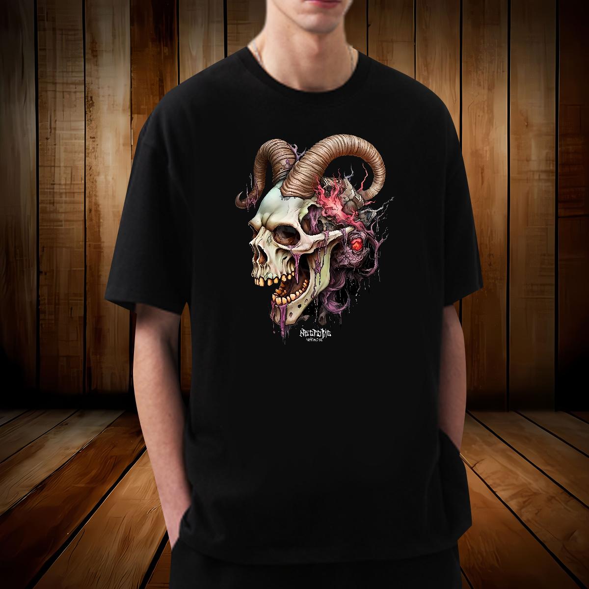 Wholesale T Shirt For Man Skeleton 230g 100% Cotton Beach Cotton Breathable Soft Tshirts Fashion New DIY Printed Tees Shirts